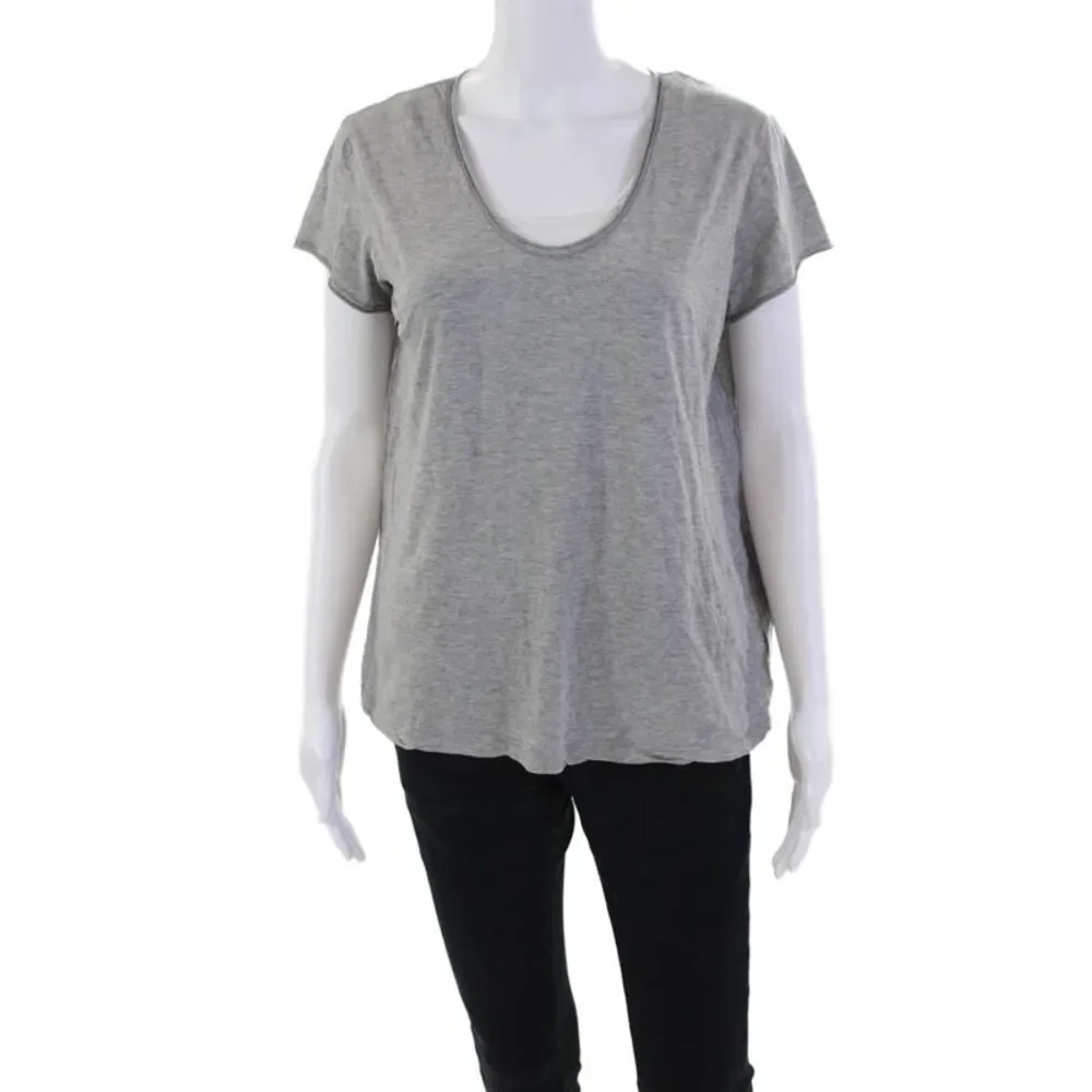 Helmut Lang Women's Short Sleeves Round Neck Basic T-Shirt Gray Size XS